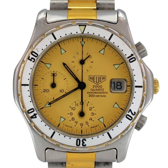 Vintage 37mm Heuer (Pre-Tag) 2000 Series Two-Tone Chrono Watch! Ref: 274.006! - Picture 3 of 10
